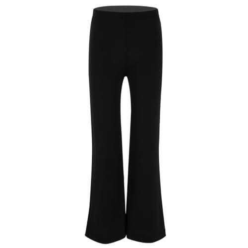 Yihuimin Pantalones de baile latino para niño, juvenil, moderno, jazz, danza, pierna de elefante, para niños, Negro , 128