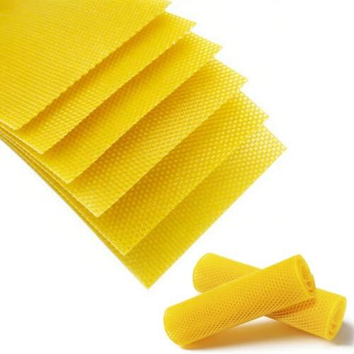 TINMAGI 30 Piezas Cera de Abeja Natural, Cera Pura de Abejas, Cera de Abejas 350 x 200 mm, Hojas de Cera de Abeja para Apicultores Insertar en Marcos, Velas DIY, Tamaño Estándar de las Celdas 5,4 mm
