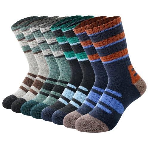 BONANGEL Calcetines Lana Merino Niños 4 Pares Calcetines Térmicos de Invierno para Senderismo Esquí Cálidos Suaves Gruesos Regalo para 4-7/8-10 Años Niños y Niñas
