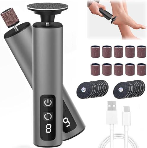 Farnirvana Eliminador de callos eléctrico, Herramientas de Pedicura Electrónicas Recargables, con 2 cabezales de rodillo extraíbles, 9 velocidades, para talones agrietados, callos muertos