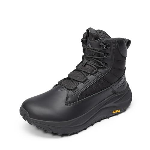 NORTIV 8 Botas Militares Hombre Ligera con Puntera Ancha Botas Policiales con Plantilla de Goma Antideslizantes Zapatos Tácticos para Trabajo al Aire Libre,Size 46,Negro,SNMT25001M