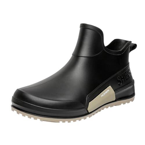riou Botas De Agua Mujer Cortas Moda Flexible y Antideslizante Zapatos De Jardin Botines Jardín Trabajo Botines De Goma Rain Boots Impermeables Cortavientos Zapatos de Trabajo