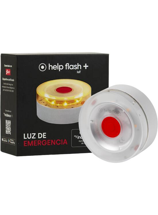 help flash IoT+, Luz de Emergencia V16 con Geolocalización y más de 290 candelas de potencia, Exigible a partir de 2026, Conectada con DGT 3.0, Señal V-16 para Coches, plan de datos incluido