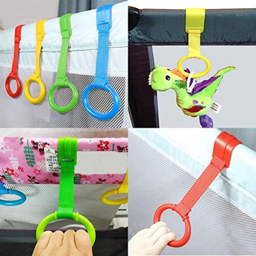 TOPINCN ABS No Tóxico de Plástico de Plástico para Bebés Tire de Anillo para Cunas y Juegos, Fácil de Transportar e Instalar, Pulsera Desmontable para Ejercicios de Pie, 4 Piezas Tira Anillos