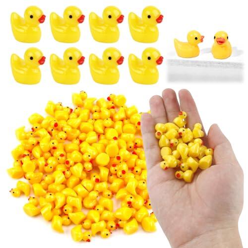 AYHYHLJZJ 100 Mini Patos de Resina, Figuras Pequeñas de Patos de Resina para Acuario, Mini Patos de Amarillos, Decoración en Miniatura, para Macetas DIY, Acuario, Jardín en Miniatura