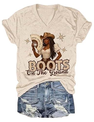 Fiorky Botas en el Suelo Camiseta en V con Cuello en V