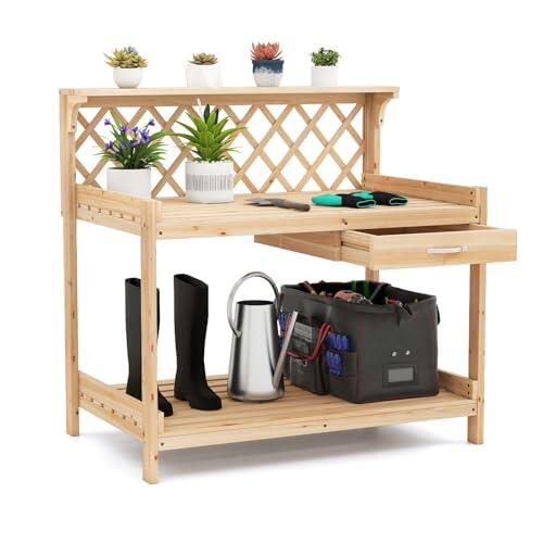 Guía completa de la mesa de trabajo de jardín RELAX4LIFE: funcionalidad y diseño en madera