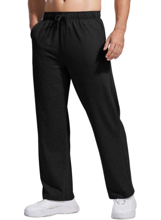 PINSPARK Pantalones de chándal para hombre, de algodón, ligeros, cintura elástica con cordón, con bolsillos, pantalones de yoga, pantalones de casa, pantalones de ocio