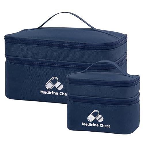 Dzmuero 2 piezas Botiquin de Primeros Auxilios, Impermeable portátil, de gran capacidad, bolsa de almacenamiento de medicamentos para el hogar, la oficina, viajes, vehículos recreativos, de moda