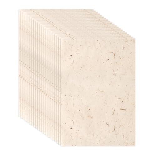 WeeGoo 120 hojas de papel de morera natural de 19 x 29 cm, papel de arroz de fibra de hojas visibles, papel de decoupage hecho a mano para escribir, manualidades, fabricación de tarjetas