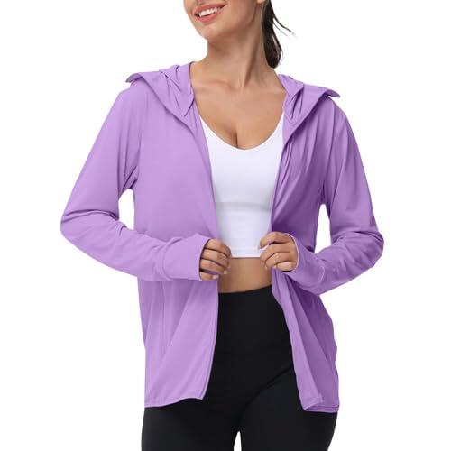 Generisch Ropa de protección UV para mujer, chaqueta de verano de manga larga, transpirable, con capucha, protección solar, chaqueta deportiva, protección UV, chaqueta deportiva, chaqueta para correr