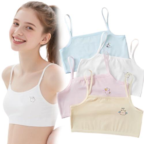 COYUN 4 Pcs Sujetador de Niña Sujetador Deportivo Niña Top Deportivo Niña Sujetadores de Entrenamiento Sujetador de Niña Sujetador para Niñas Ropa Interior Brasier Corto de 8 a 12 años