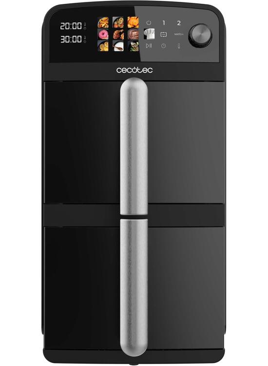 Cecotec Freidora de Aire de 10L con Cubetas Superpuestas Cecofry DuoLevel 10000. 2400W, Cubetas de 5L, Control Táctil, 6 Programas Preconfigurados para una Cocción Rápida y Saludable