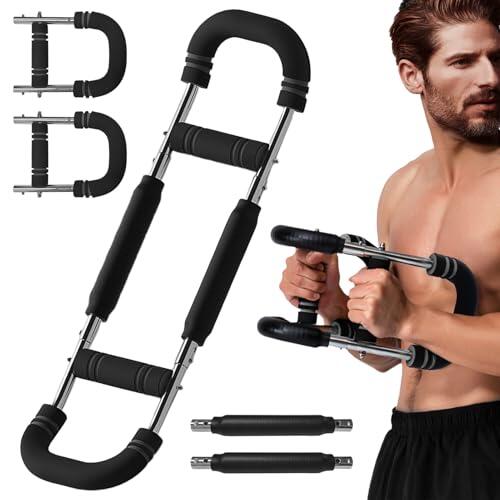 Hengrongshen Entrenador de pecho para hombres, barra de entrenamiento de brazos ajustable, dispositivo de entrenamiento de bíceps con resorte, adecuado para el pecho, equipo de entrenamiento muscular