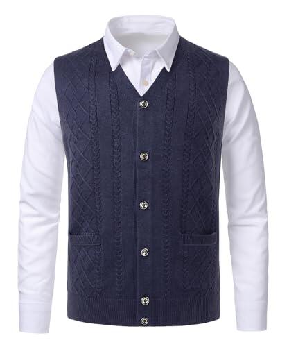 Beryielite Chaleco de punto para hombre cuello en V sin mangas chaleco de lana estilo informal tejido