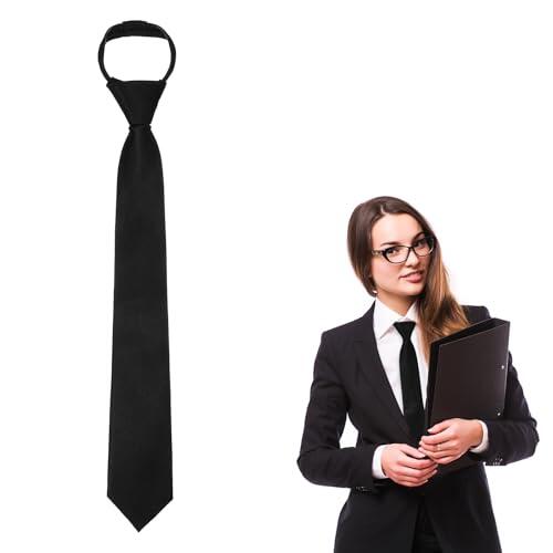 CIATBYYJ Corbata negra para mujer, corbatas preatadas de 40 cm, corbatas ajustables con cremallera, corbata de uniforme JK con cremallera, para graduación y bodas de negocios para niñas