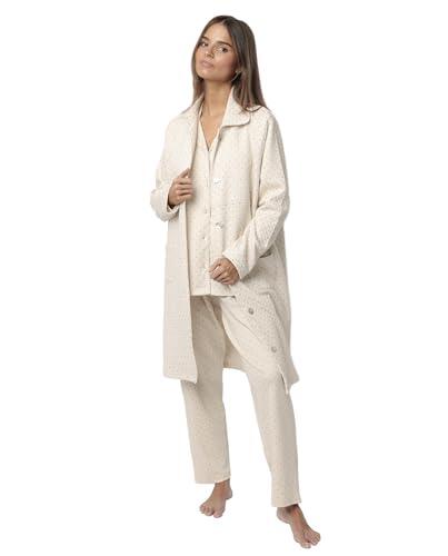 ADMAS CLASSIC Bata Manga Larga Botones Organic Dots para Mujer