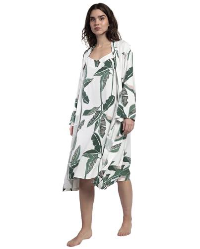 ADMAS LUXURY Bata Manga Larga Popelín Luxury Leaves para Mujer