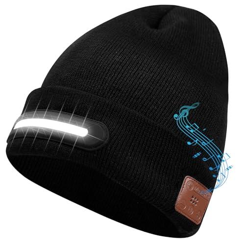 BNEHHOV Gorro Bluetooth con 40 LED y luz, Gorra LED Unisex con Auriculares y Altavoces Estéreo Integrados, Regalos de Cumpleaños para Hombres, Mujeres, él, Marido, Adolescentes (negro)