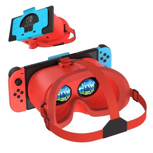 Auriculares de realidad virtual para Nintendo Switch y modelo OLED mejorado, gafas de realidad virtual con lentes HD ajustables cómodas, correa para la cabeza, gafas 3D para juegos de realidad virtual