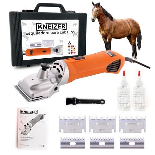 Máquina de Esquilar Caballos KNEIZER – Kit Completo con Accesorios – Cuchillas Intercambiables – Silenciosa y con Baja Vibración – Para Todo Tipo de Pelaje y Zonas del Cuerpo – Sin Mantenimiento