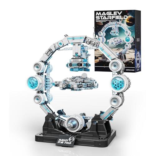 muuchuu Juego de construcción de naveespacial para adultos con luz, magnético flotante estrella nave, colección de decoración de buques de guerra, regalo de guerra espacial para niños