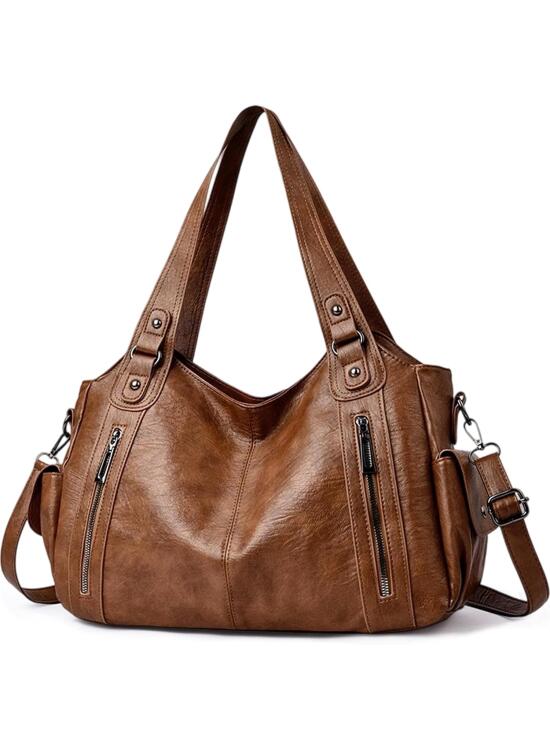 Bolso Bandolera Mujer PU Gran Capacidad Tote Shopper Bolso Hombro Grande Clásico Vintage Elegante Bolso Mano Ajustable Para Oficina Universidad Trabajo Diario