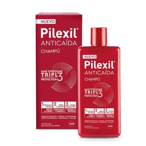 PILEXIL - Champú Anticaída Triple Protection 275 ml - Frena la Caída del Cabello, Fortalece y Suaviza la Fibra Capilar e Hidrata y Protege el Cuero Cabelludo - Para Hombres y Mujeres