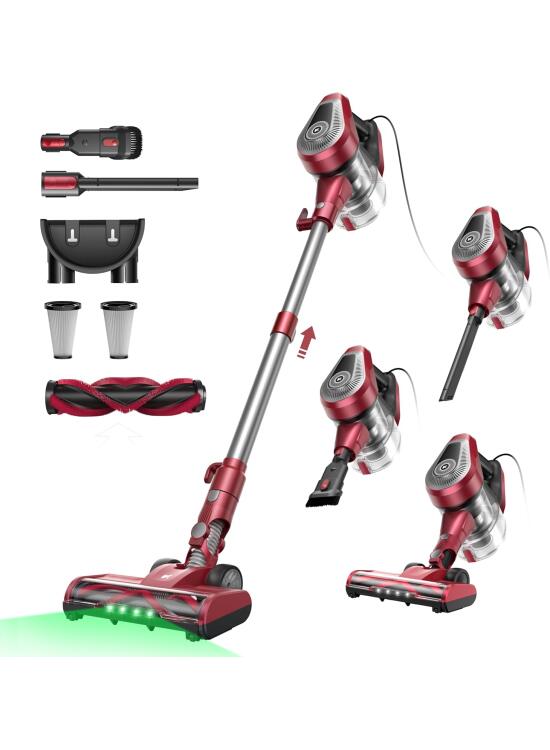 Vexilar C8 Aspiradora con Cable Potente Succión 60KPa/600W,Aspiradora con 7 Metros de Cable,Aspirador 3-en-1, 1,5L Depósito de Polvo,Aspirador Vertical para Pelo de Mascota/Alfombras/Suelos/Coche