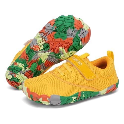 SAGUARO Barefoot Niños Zapatillas de Trail Running Niña Niño Minimalistas Zapatos de Deporte Blanditos Cómodos Calzado Descalzos para Exterior Interior, Amarillo, 29 EU
