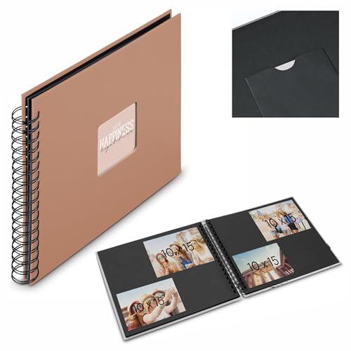 Hama | Álbum de Fotos con espiral para pegar y escribir (Álbum de fotografía de 10 x 15 cm, tamaño 24x17cm, con 50 hojas, papel cristal protector, fotos de 10x15 cm máximo 50 fotos) Color Mousse