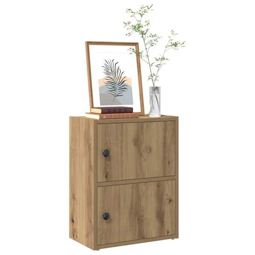 Gecheer Estante de Libros con Puerta de Roble Artisan - Madera de Ingeniería, Espacioso y Fácil de Montar
