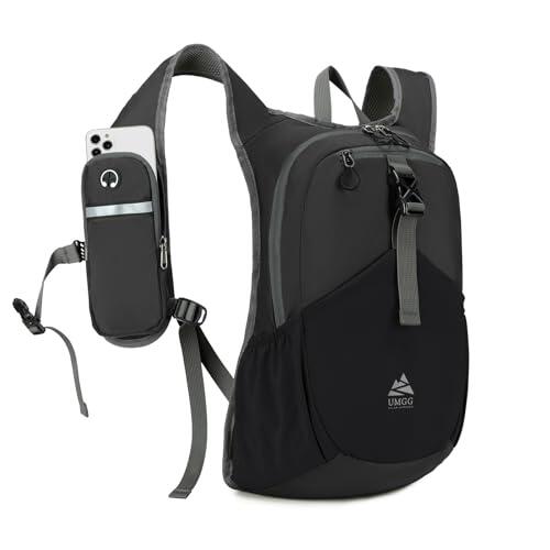 UtiaMiaoGonGo Mochila Pequeña Senderismo 15L para Mujer y Hombre, Mochila Plegable Ligera para Viajes Trabajo Al Aire Libre, Negro