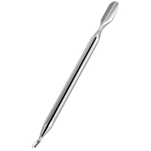 ALIIP Corta Cutículas con Tenedor, 2 en 1 Empujador de Cutícula para Manicura, Profesional Herramienta para Eliminar la Piel Muerta Manicura y Pedicura, Doble Cabezal Inoxidable (Plateado-1pc)