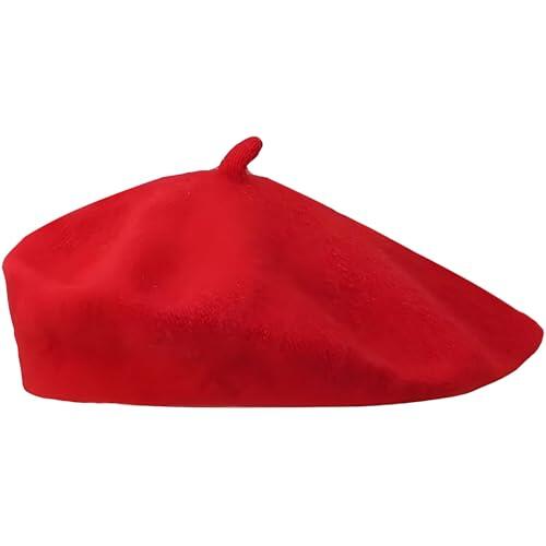 Makoto Nobu Boina Mujer Clásico Estilo, Clásico Francés Rojo Red Beret,Vintage Elegante Sombreros Clásicos de Otoño, Primavera e Invierno, Talla Única