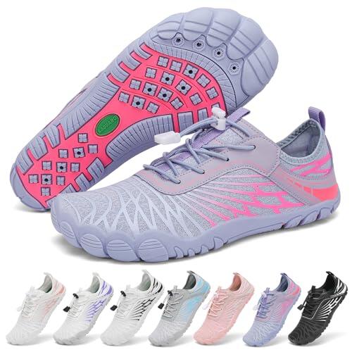 SAGUARO Barefoot Zapatillas Mujer Escarpines de Agua Secado Rápido Zapatos Minimalistas Ligeras Calzado Descalzos con Puntera Ancha, Morado Oscuro, 40 EU