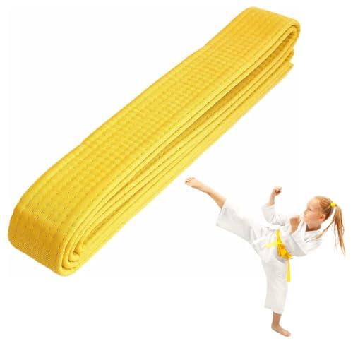 JEYORZY 240cm Judo Karate Deportes Artes Marciales CinturóN Taekwondo Profesional Aikido CinturóN,Marciales Karate,de Tela Gruesa NiñOs Adultos (Amarillo)