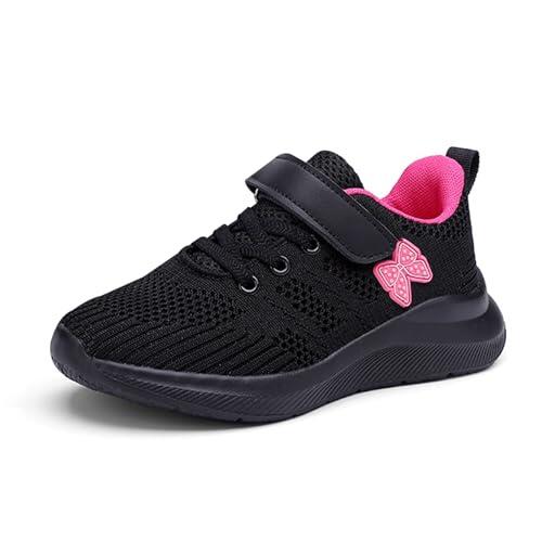 Generisch Zapatillas de deporte para niñas, ligeras, transpirables, zapatillas para correr, para la escuela, deportes al aire libre, ocio, cómodas zapatillas de deporte para niños, Rosa intenso., 28