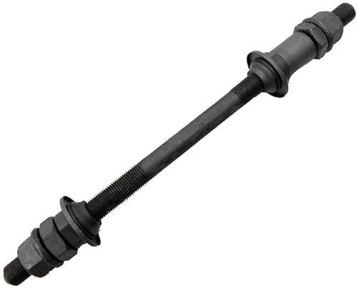 1 eje de bicicleta negro de 190 mm para bicicleta de múltiples velocidades, eje trasero de 3/8 pulgadas, 26 TPI, kit de arandelas de tuerca de bloqueo cónico, ruedas y accesorios para ciclismo, ruedas