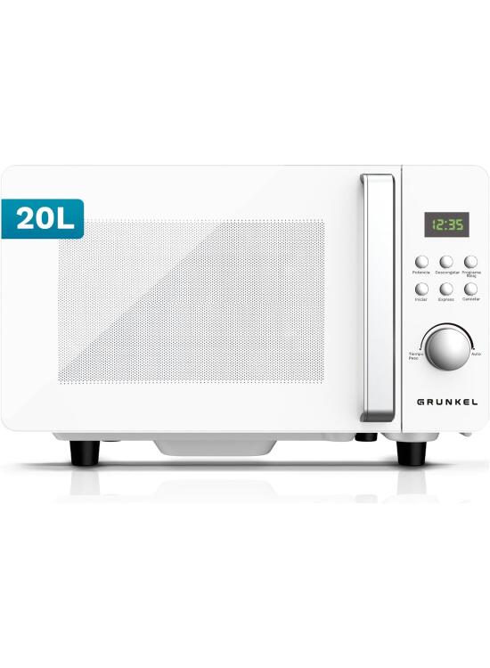 Microondas Digital, 700W-800W, 20L -25L, Sin Plato Giratorio, 5 Niveles de Potencia, 8 Programas, Pantalla LED, Base de Vidrio Fija (700W 20 Litros)