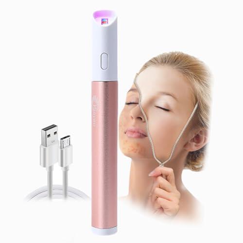 Pluma de Acné de Eliminación, Cómodo Bolígrafo de Terapia De Acné con 415nm / 630nm Luz Azul y Roja para Eliminar Acné y Marcas en Rostro y Cuerpo