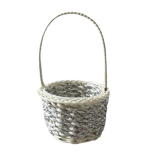 Mini Basket, Woven Flower Holder, 3,94 x 2,36 x 5,12 pulgadas, Mini contenedor, Aesthetic Photography Prop, Handmade Imitation Craft Piece for Home, Living Room, Nursery, Bedroom, Easter, Birthday