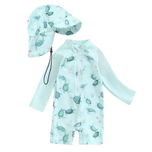Traje de Baño Bebé UPF50+ con Capucha y Mangas Largas - Unisex, Tejido Secado Rápido para Protección Solar (0 Meses-4 años) 2025