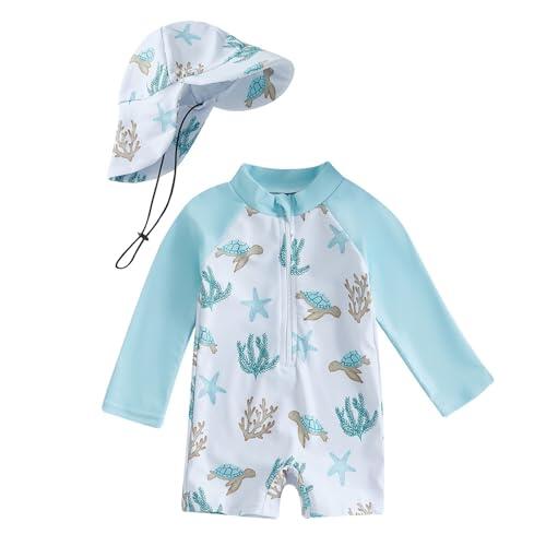 Traje de Baño Bebé UPF50+ con Capucha y Mangas Largas - Unisex, Tejido Secado Rápido para Protección Solar (0 Meses-4 años) 2025