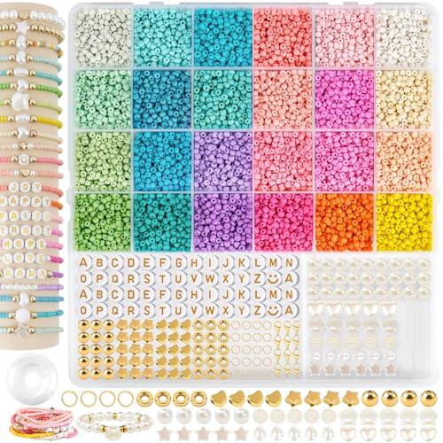 ARTREE 12280 Piezas Abalorios para Hacer Pulseras 24 Colores Pastel Macarons, 3mm Cuentas Arcilla Polimérica para Hacer Pulseras Abalorios Cuentas de Cristal, DIY-Manualidades Regalo Cumpleaños Unisex