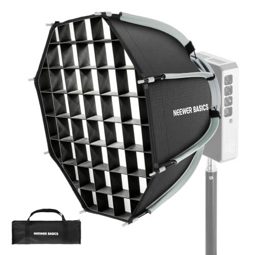 NEEWER Basics 12" Softbox Octogonal con Mini Mount(no Bowens Mount), Kit Softbox Parabólico Mini Octagonal con Difusor/Rejilla Luz LED HS para Estudio Fotografía, Grabación Vídeo e Iluminación, NS68P