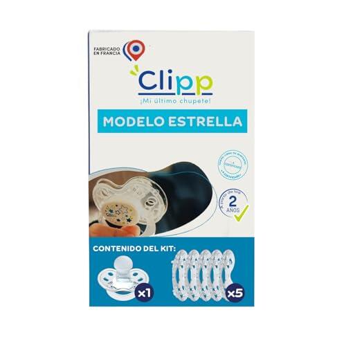 CLIPP Kit - Chupete de Destete Estrellas + 5 Anillos de Destete para un Abandono Progresivo - Destete por Etapas, Fácil y Gradual - Dispositivo Patentado - Fabricado en Francia - A partir de 2 años