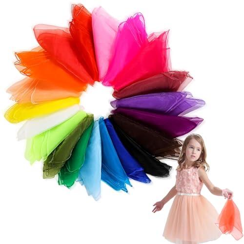 Gloryit Niños de Juegos Bufandas, Pañuelos de Malabares,Pañuelo para Juegos Malabares Infantiles 60 x 60 cm Ideal para Competiciones de Baile, Eventos Escolares, Gimnasia al Aire Libre