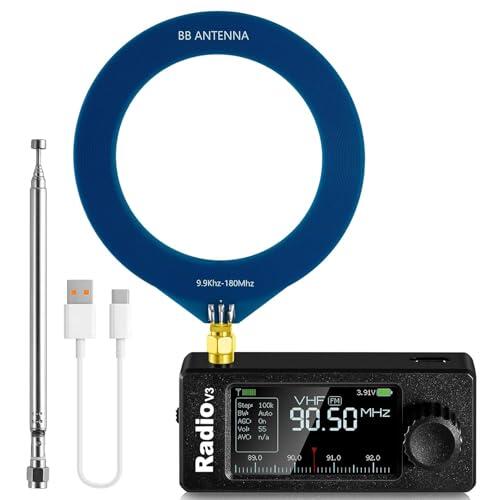 AURSINC Si4732 ATS Mini Radio V3 Receptor de radio de onda corta de bolsillo, HF SW MW VHF Radio de todas las bandas, modo AM/FM/LSB/USB, con batería de 800 mAh para aventuras al aire libre, viajes