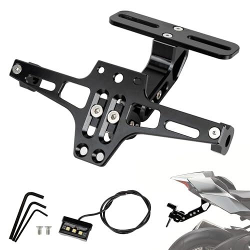 PSLER Soporte para Matrícula de Motocicleta Matrícula Universal para Motocicleta Kit Eliminador de Guardabarros con Luz LED Soporte